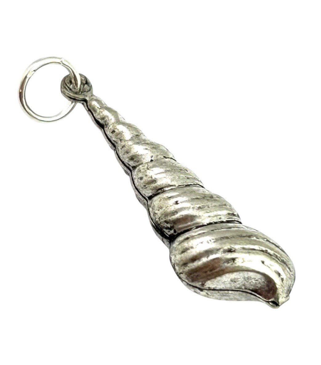 Shell Charm Seashell Pendant Nautical Beach Jewelry Silver Plated Brass Spiral