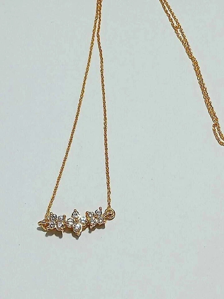 Women’s Beauty Necklace 1 Ct Round Cut Diamond Simulated 14k Yellow Gold Plated