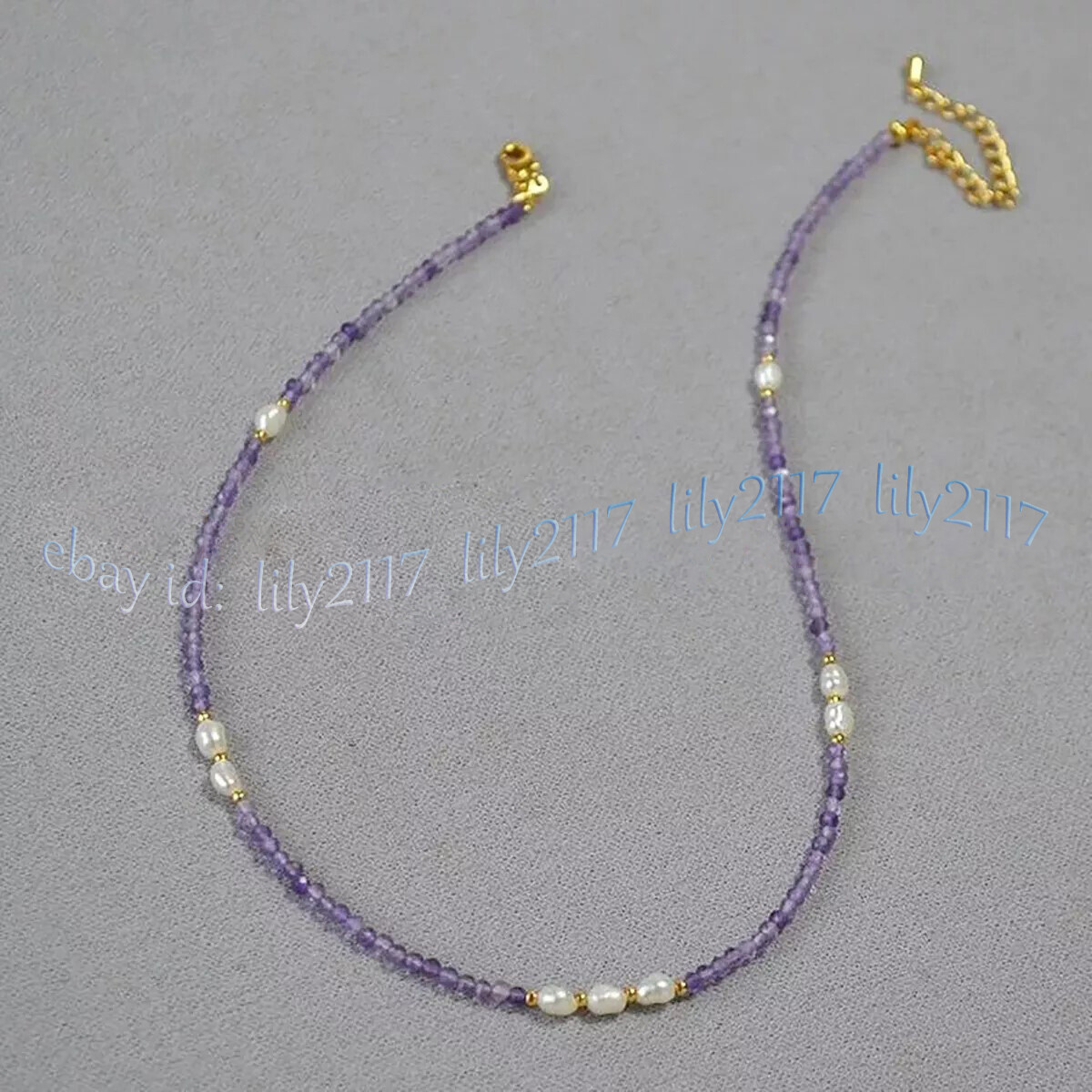 Natural Amethyst Faceted Round Gems Beads White Freshwater Pearl Necklace 14-48′