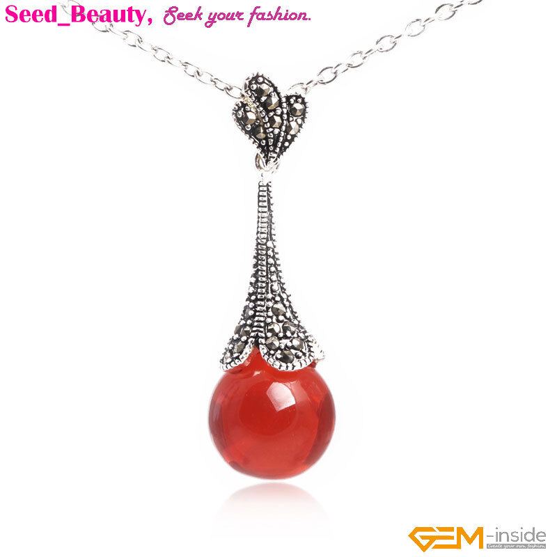 Tibetan Silver Plated Assorted Color Stone Marcasite Jewelry Necklace Pendant SD