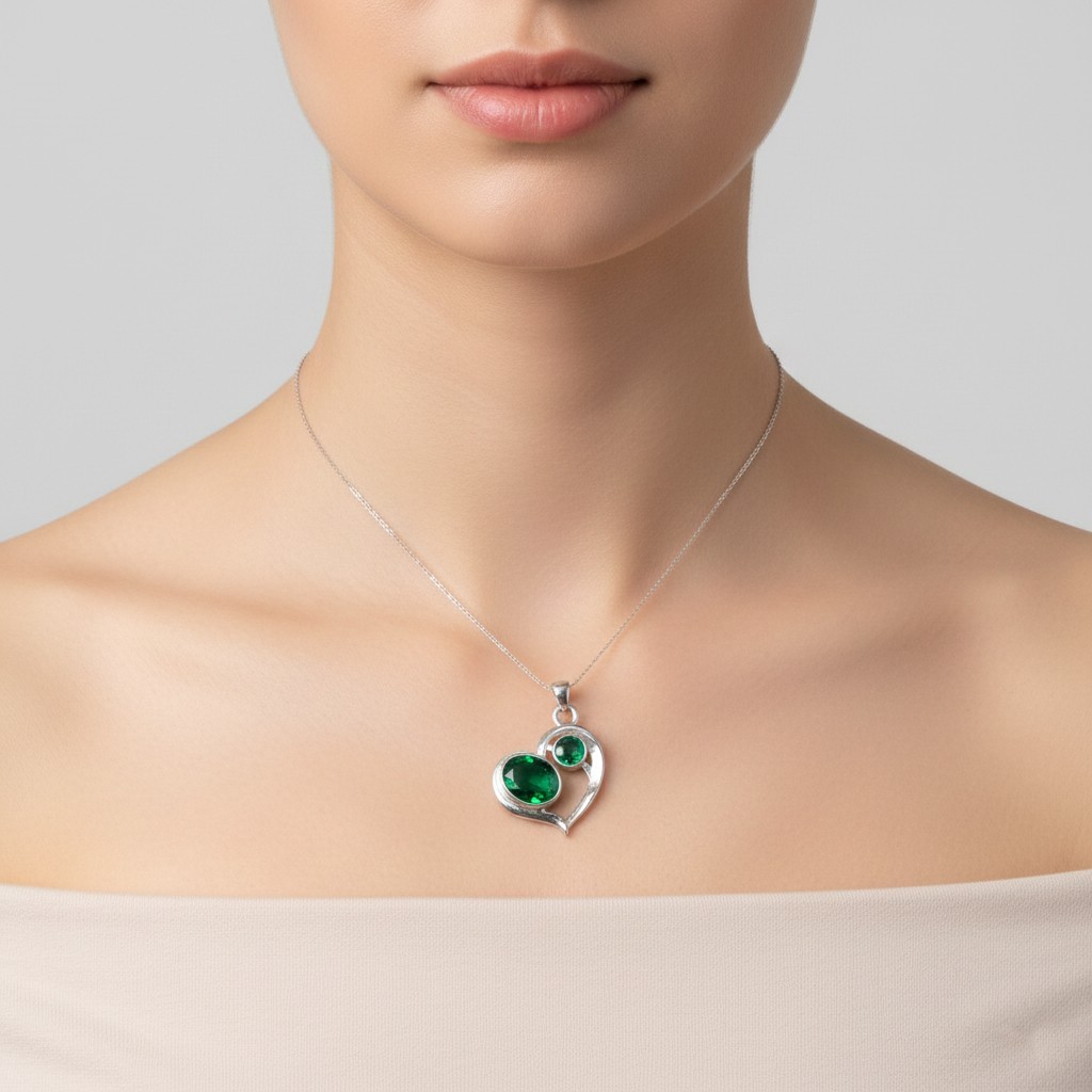 Oval Cut Green Emerald Gemstone 925 Silver Womens day Bezel May Pendant Jewelry
