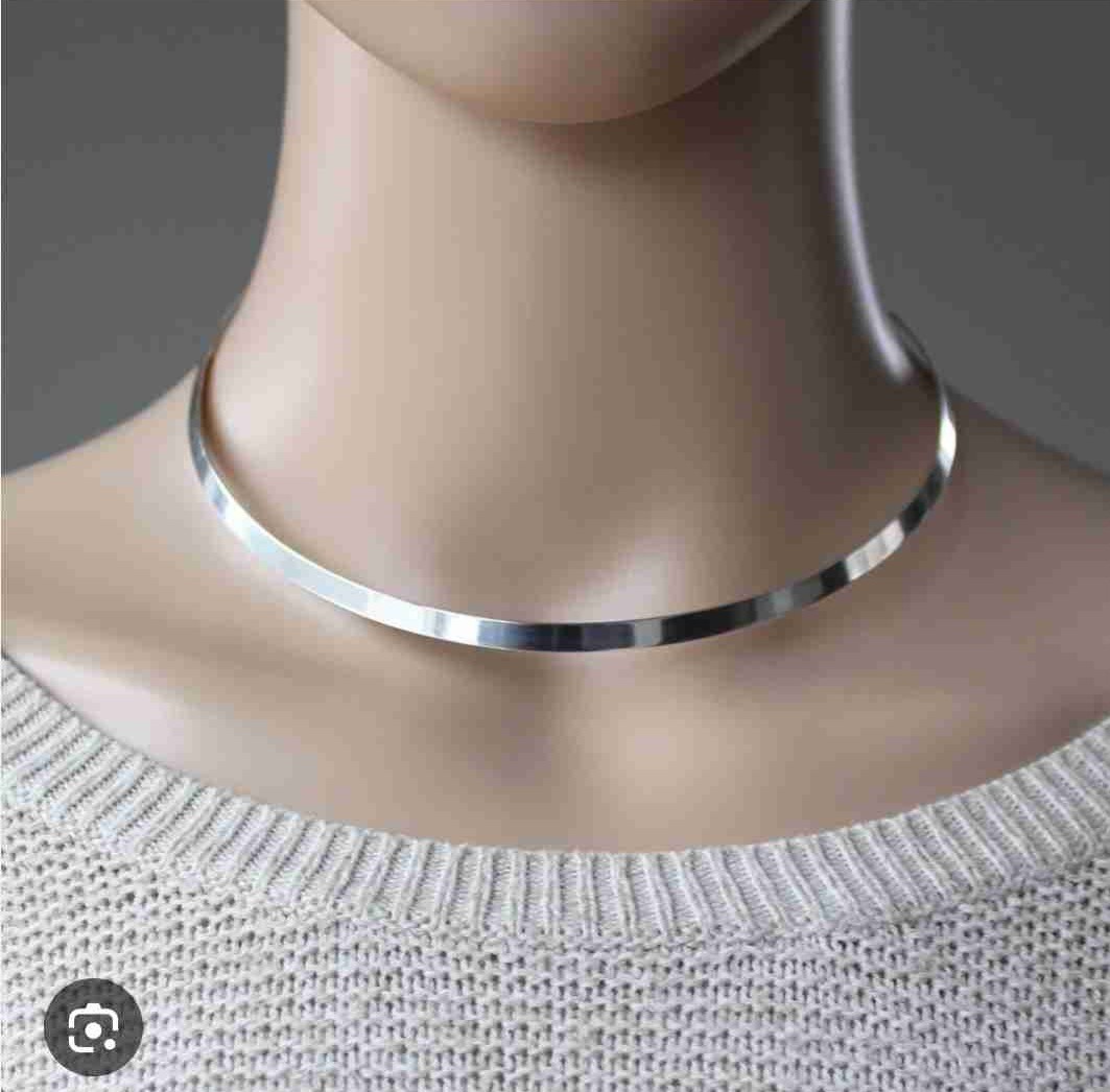 CHOKER NECKLACE COLLAR SILVER PLATED ONE SIZE VINTAGE