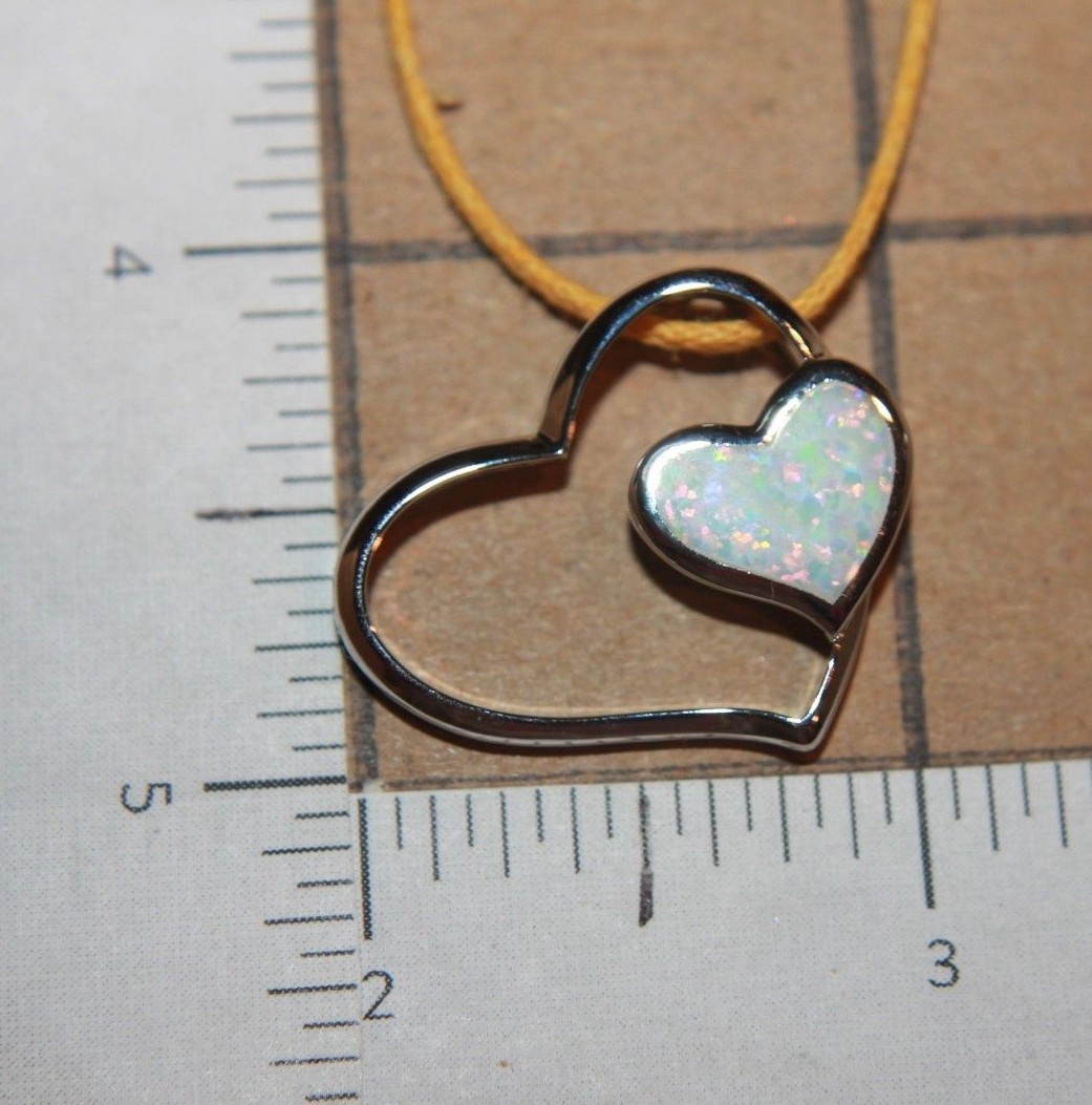 fire opal Cz necklace pendant gems black silver jewelry modern heart cocktail