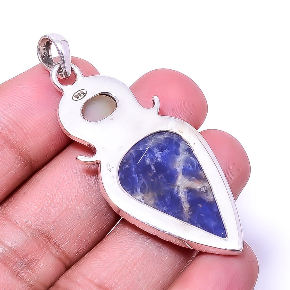 Natural Sodalite – Minas Gerais 925 Sterling Silver Pendant 2.15″ P_9473_251_1
