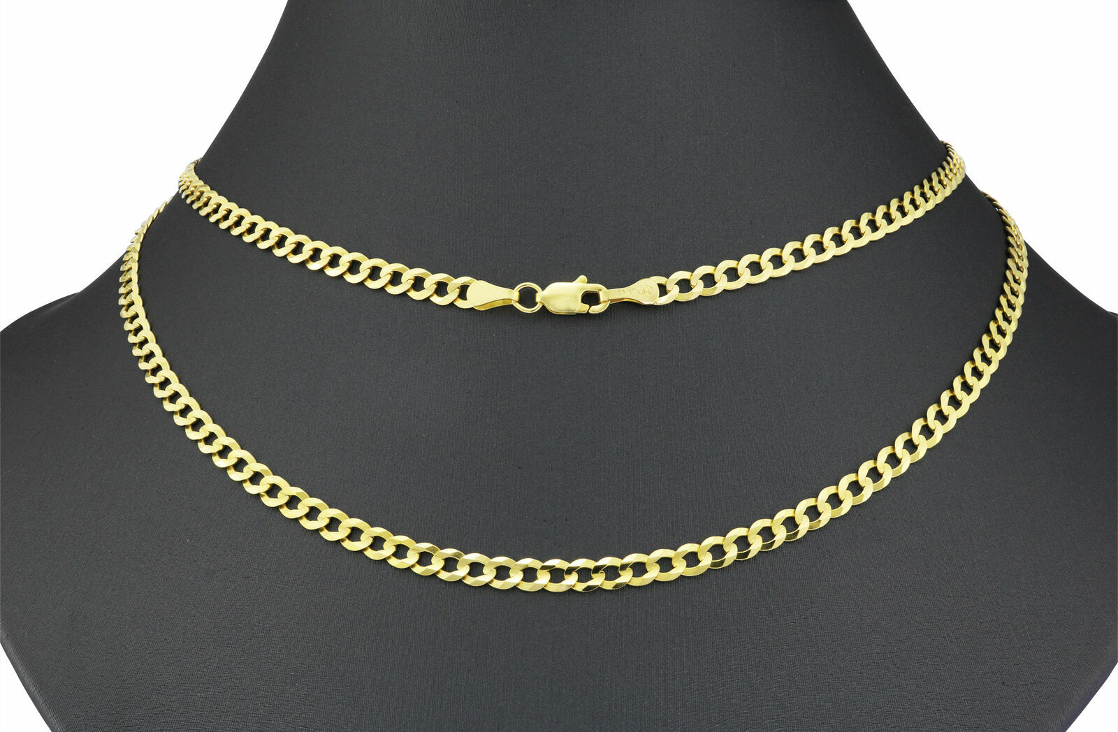 18K Yellow Gold Filled 18 inch 3mm Wide Flat Cuban Curb Link Chain Necklace Y70G