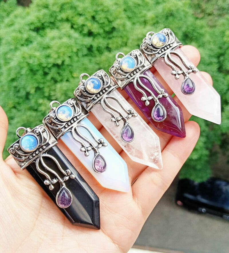 10pcs Labradorite Vary Stone Sword Pendants Prism Chakra Reiki Healing Amulet