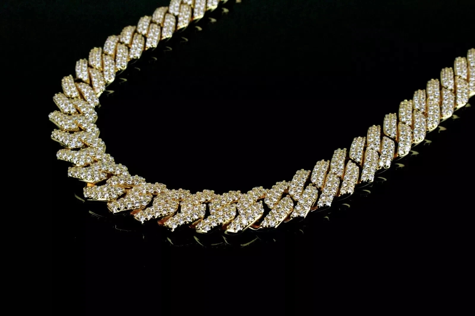14k STAMPED 14mm Cuban Prong Chain Necklace 64ct Lab Sim VVS1 Diamond 200g+ GOLD