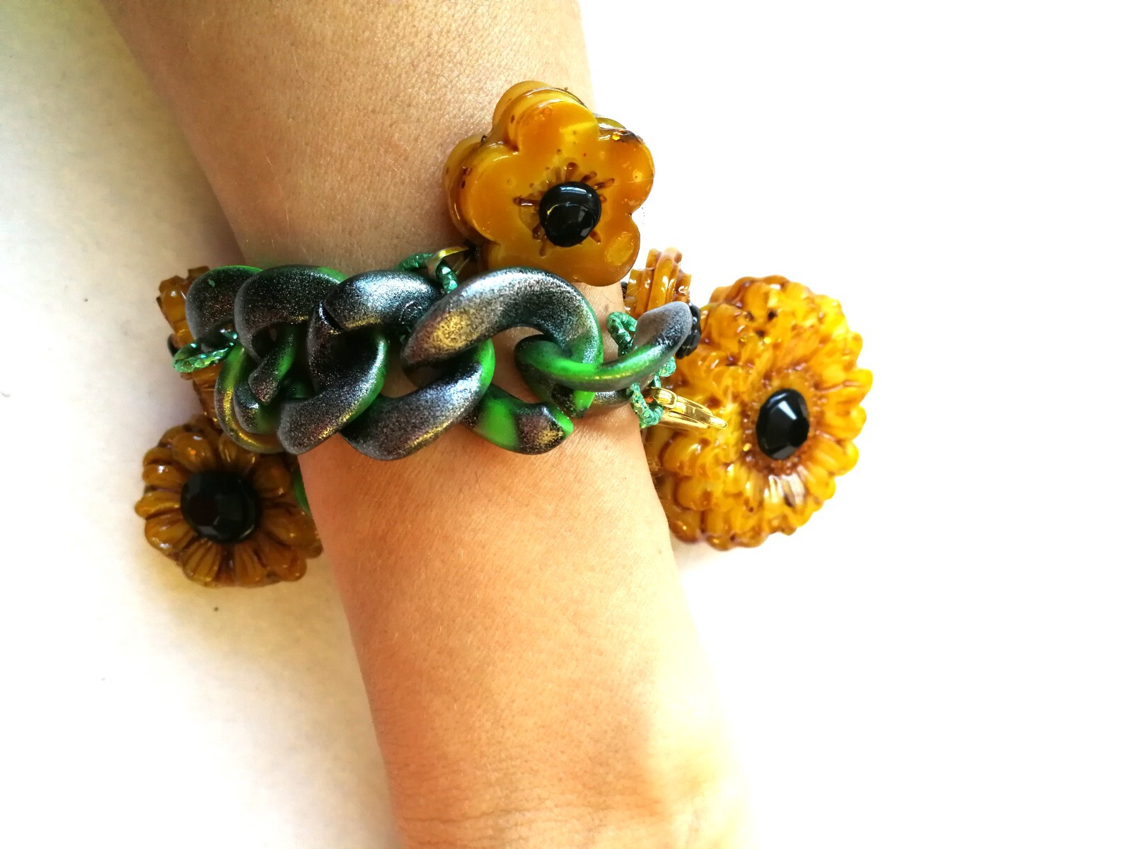 Woman Necklace Jewelry Sun Flower Brutalist Modernist Sunflower Bracelet Pendant