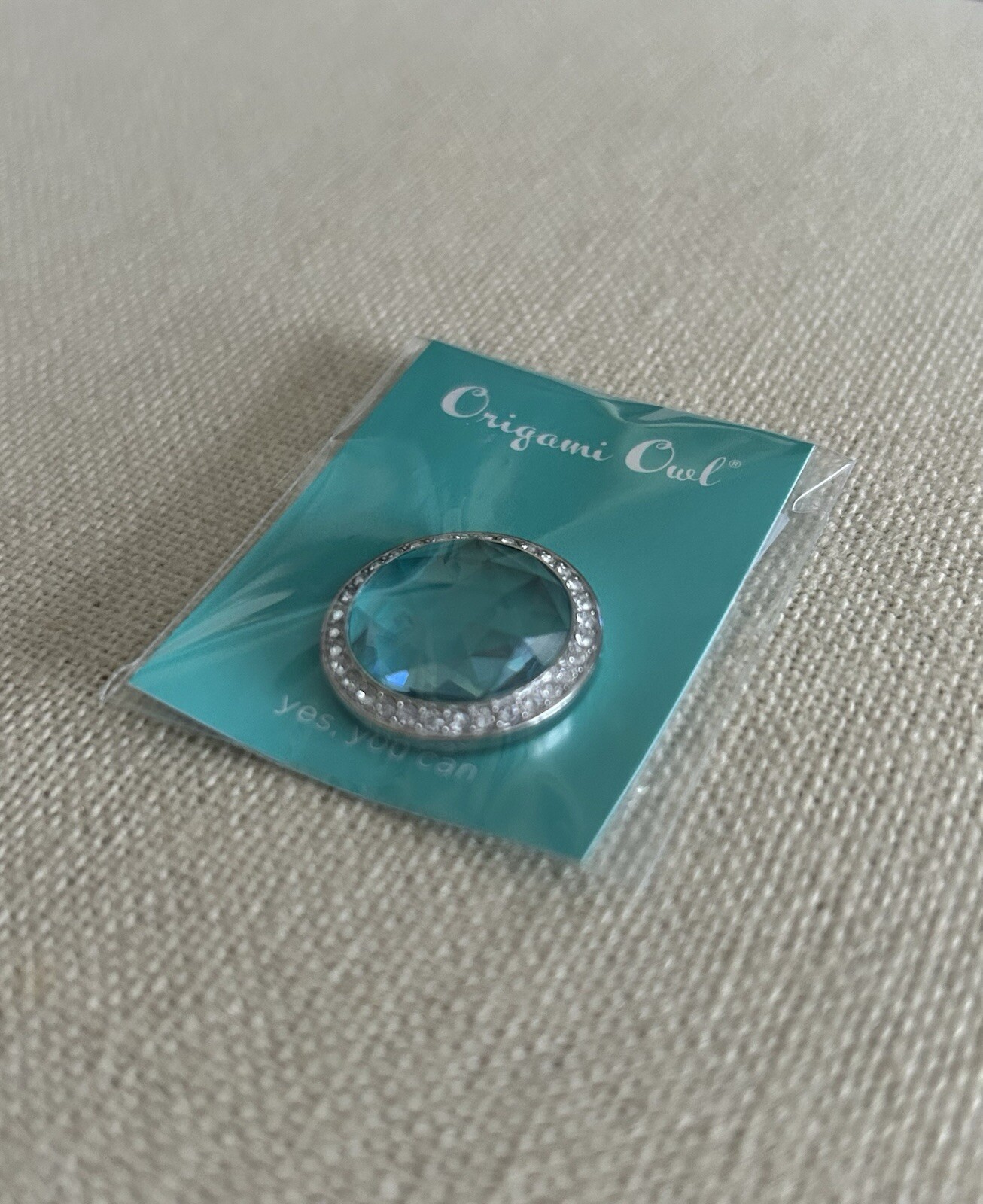 Origami Owl BZ2006 Petite Silver Face w/Aqua Prism & Crystals “NIP”