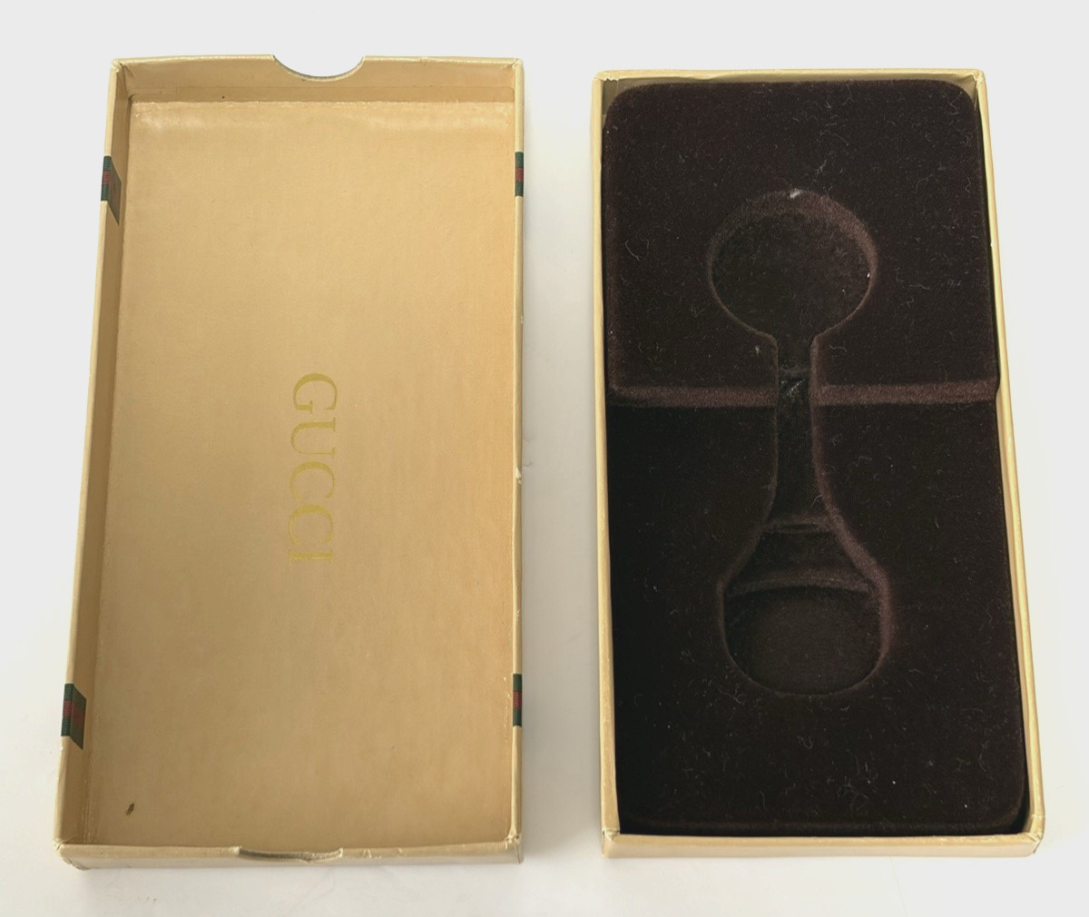 Vintage Gucci Navy Enamel GG Perfume Bottle Motif Necklace Pendant Gold-tone