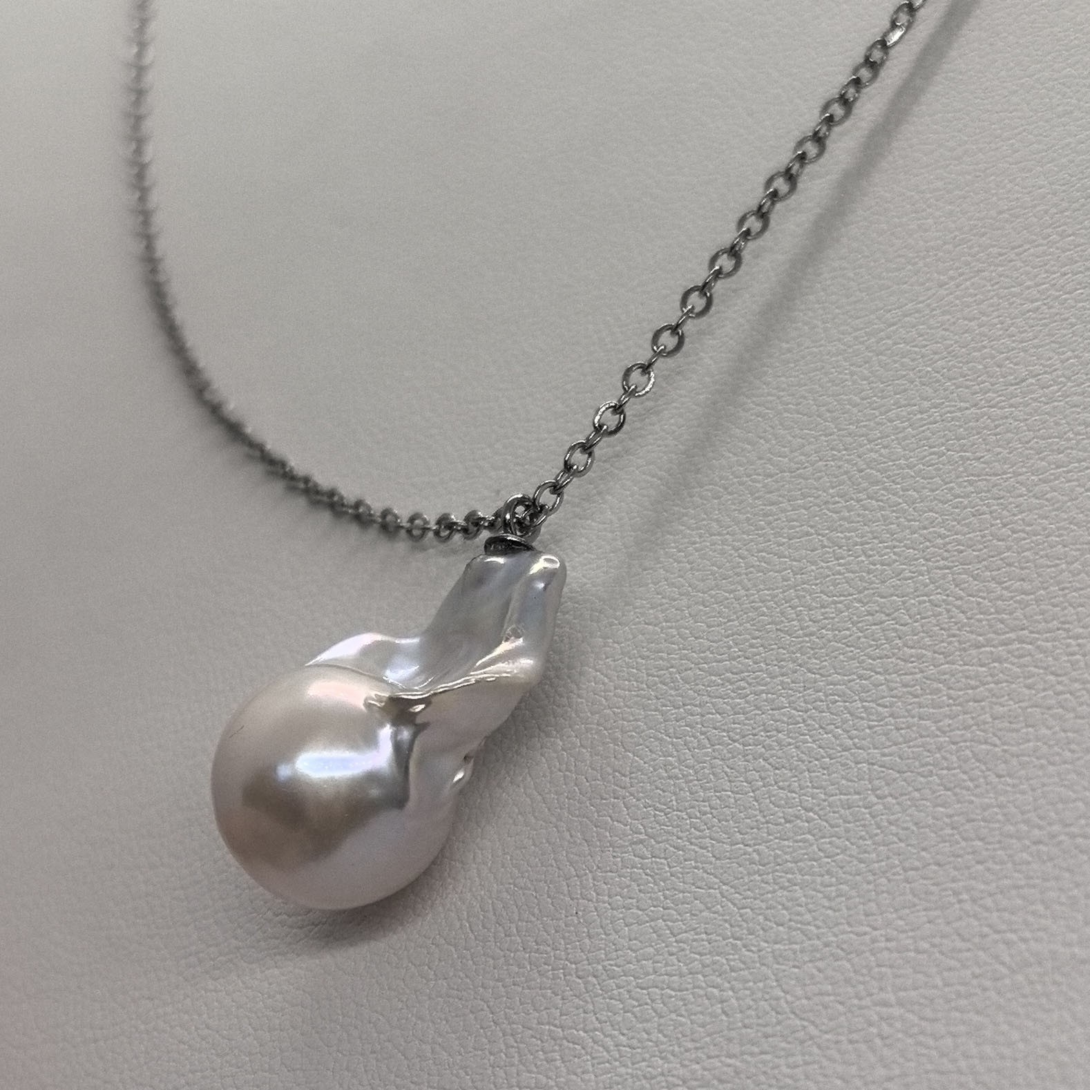 Natural 22mm Baroque Pearl Pendant Necklace Irregular Freshwater Pearl Jewelry