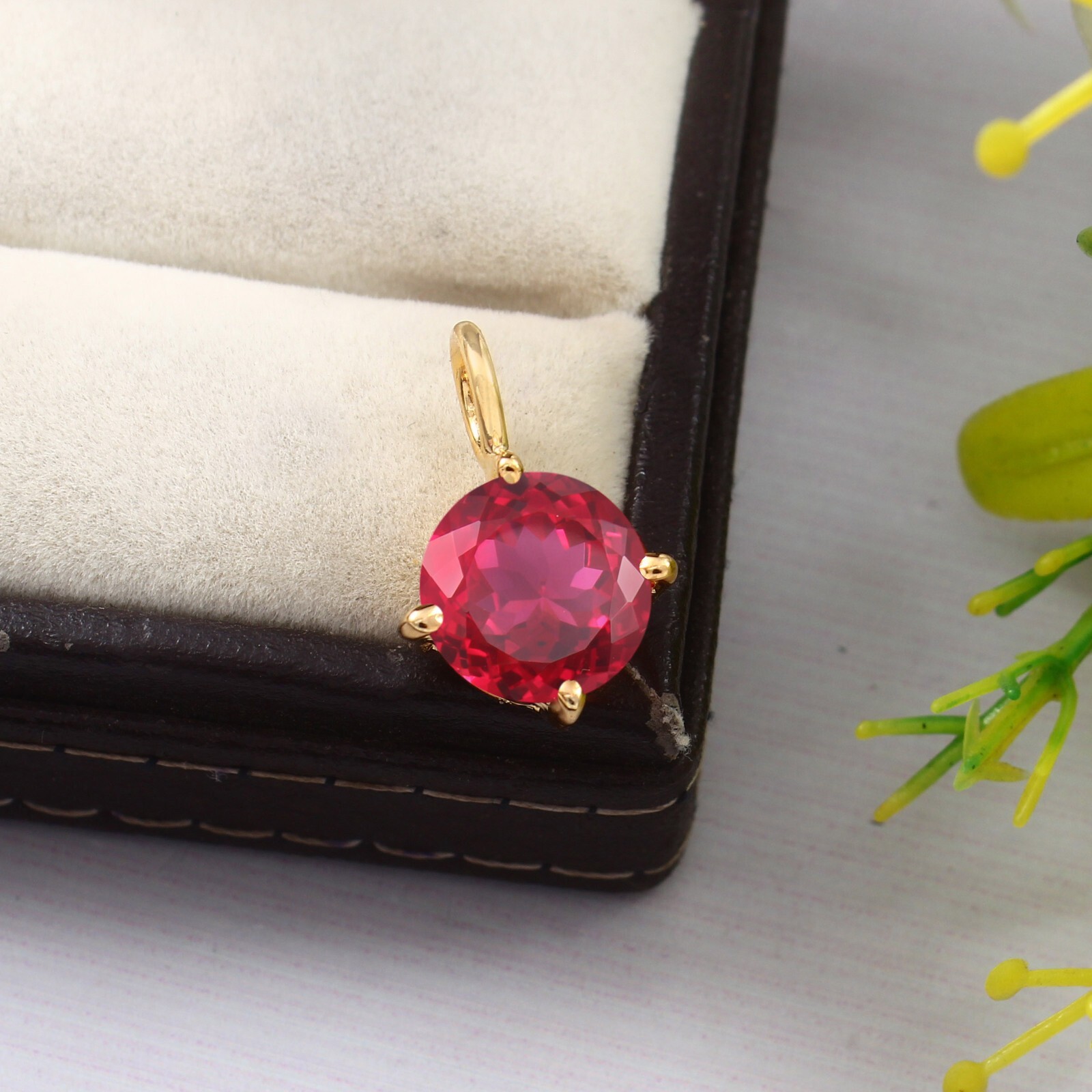 Flawless Mozambique Ruby Pendant Round Gemstone Necklace Blood Red Ruby Jewelry