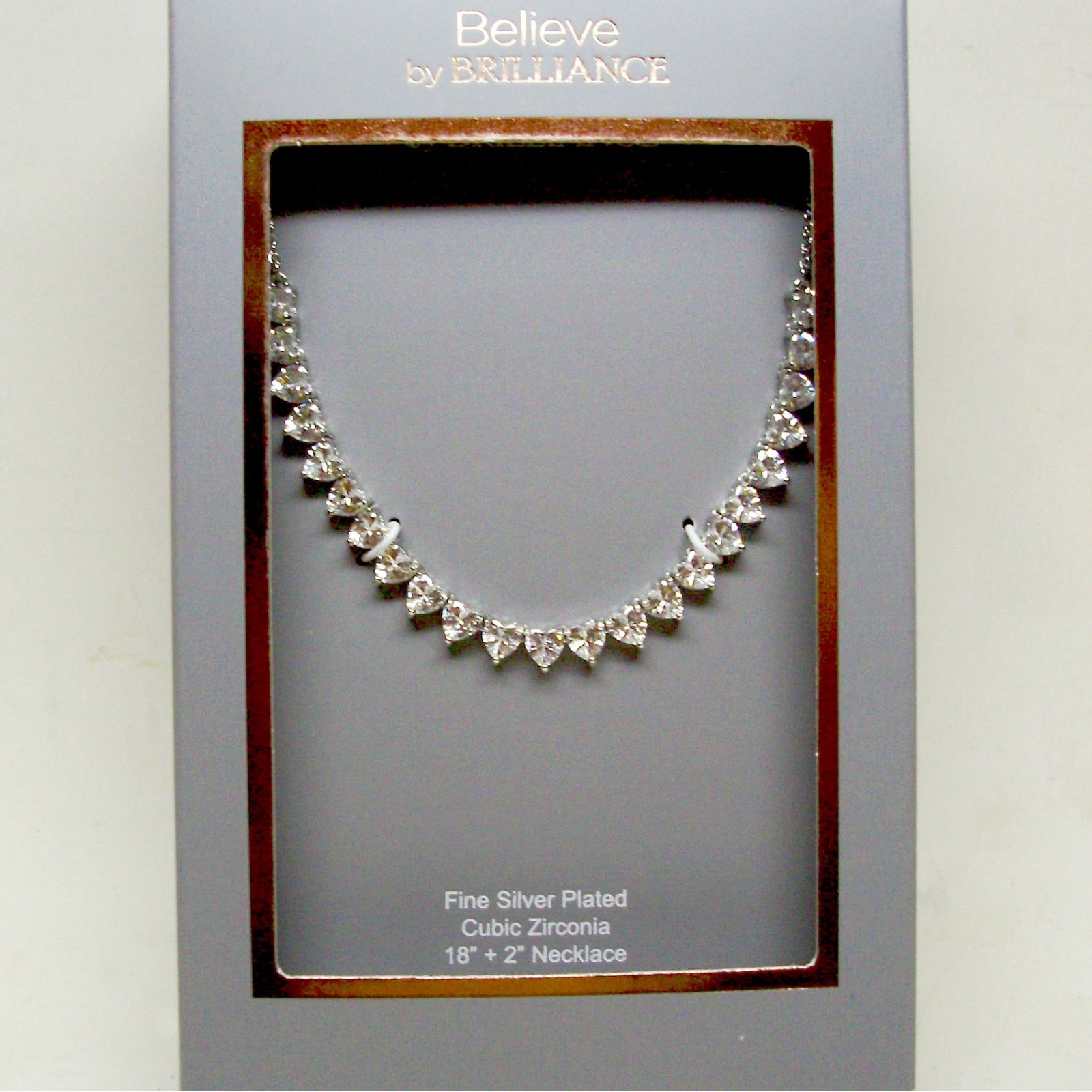 Believe by BRILLIANCE Fine Silver Plated 23 Cubic Zirconia Hearts 18+in Necklace