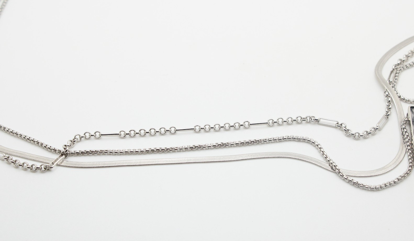 Kendra Scott Silver Tone Box Herringbone Rolo Paperclip Chain Crystal Necklace
