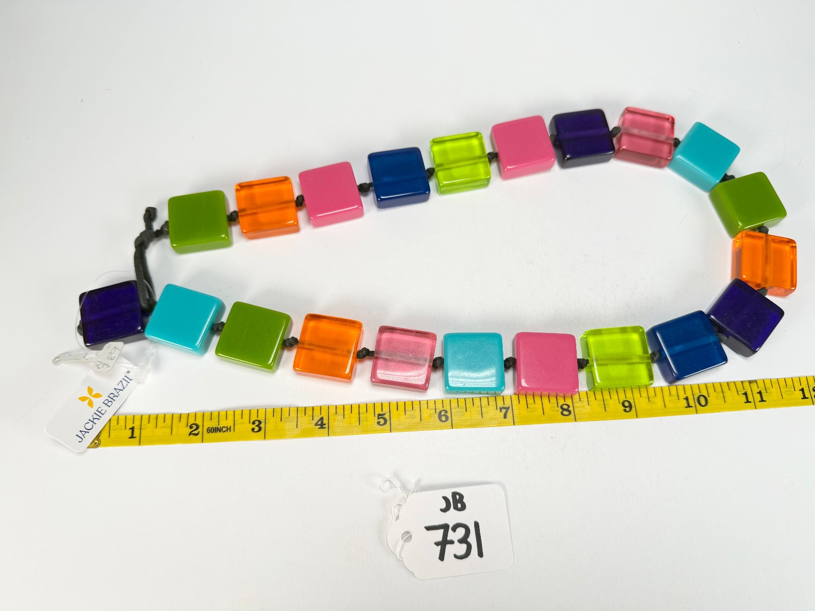 Jackie Brazil “Gala” Transparent Paris Mix Half Rectangles 65cm Necklace ( N0789