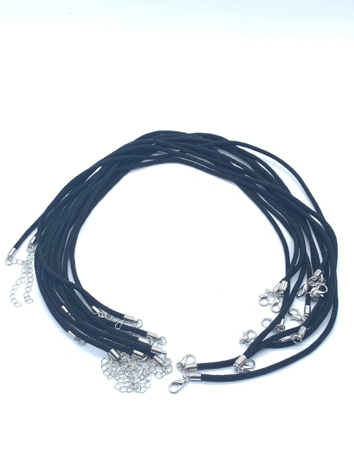 Wholesale Black Satin silk Necklace Cord with Lobster Claw Clasp 12 pieces