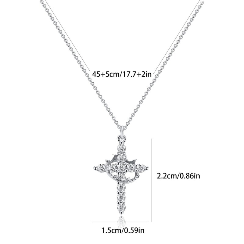 Fashionable Crosses Necklace with Crowns Detail Stainless Steel for Adults
