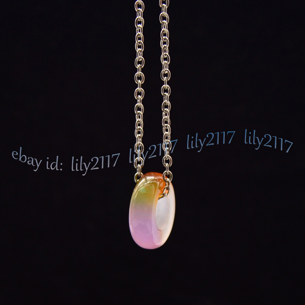 Natural Multicolor Jade 13mm Donut Dangle Pendant Necklace 925 Silver Chain 17”