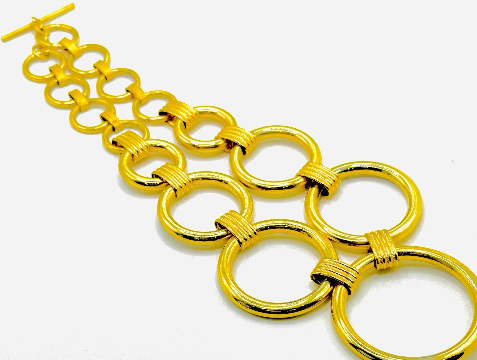 Chunky Round Ring Links 19 in long Toggle Clasp Necklace #30-26
