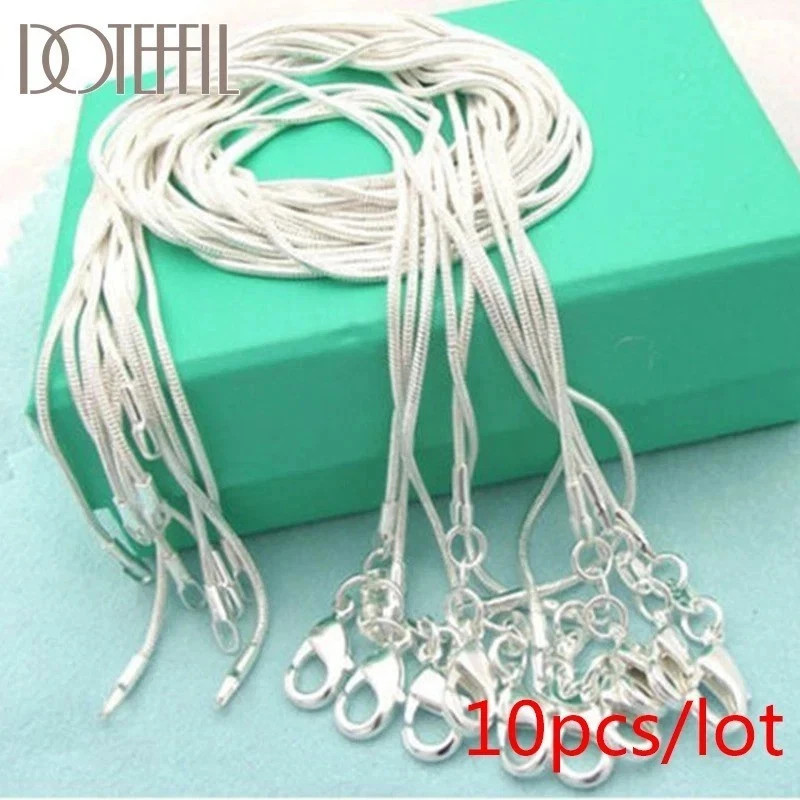 10pc Wholesale 925 Sterling Silver Necklace 1.2 mm Snake Chain Link Bulk Lot