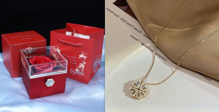 Magnetic Four Leaf Clover Heart Necklace Women’s Convertible Lucky Love Pendant