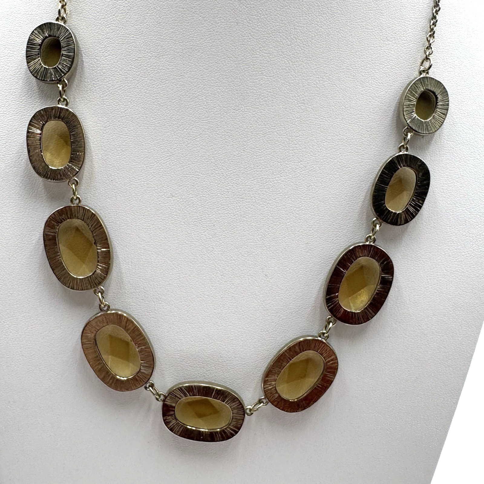 Banana Republic Statement Necklace Large Acrylic Faceted Amber Color Beads 23.5″