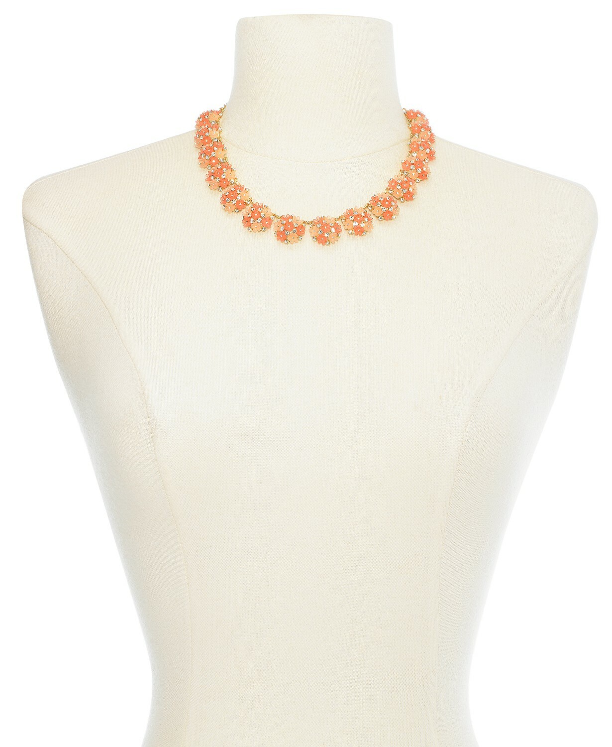INC International Concepts Gold-Tone Pavé Flower Strand Women’s Necklace, Coral