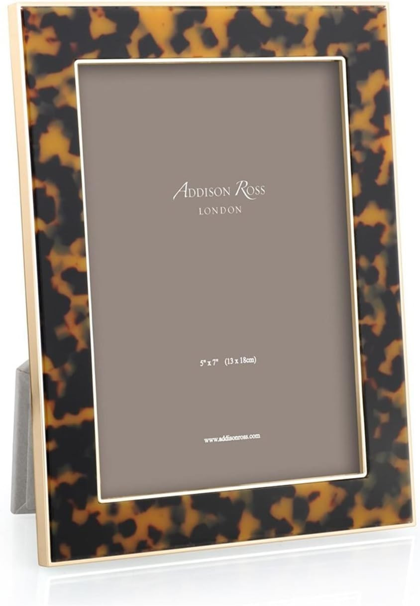 Faux Tortoiseshell & Gold 5″x7″ Photo Frame – Elegant Home Decor