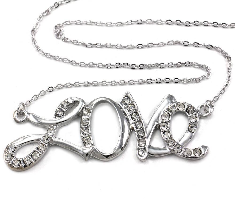 Valentine’s Day Gift for Mom Love Pendant Choker Necklace Charm Silver Tone h1