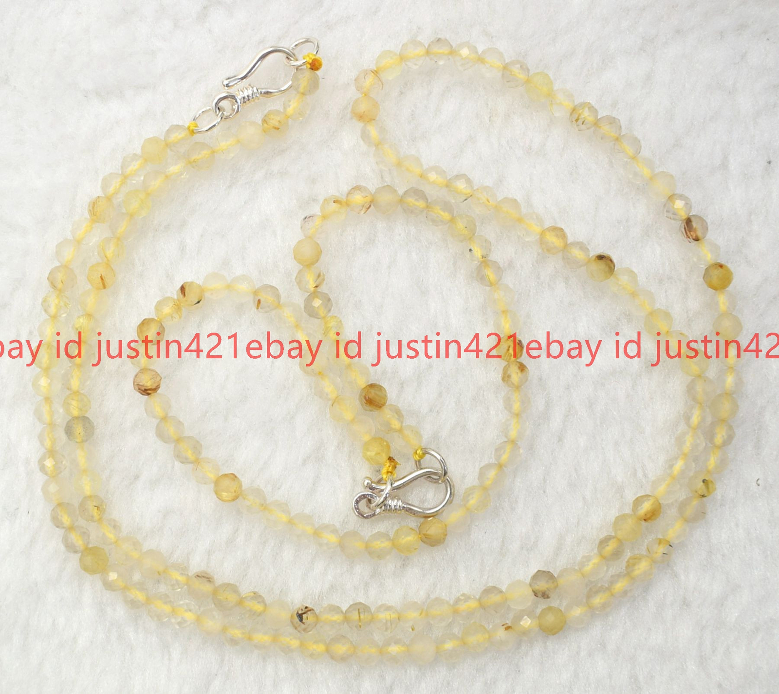 Natural 3mm Faceted White Crystal Gems Round Necklace Bracelet Set Silver Clasp