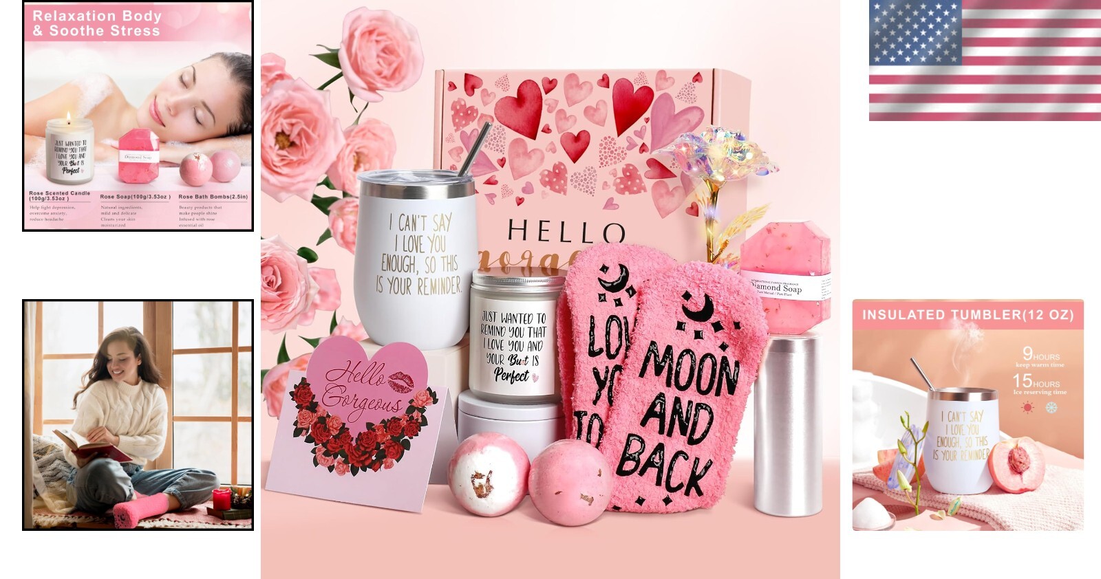 Thoughtful Valentine’s Day Gift Box with Insulated Tumbler, Roses & Cozy Socks