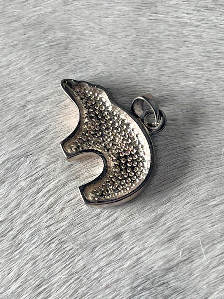 Silver Unisex Bear Pendant 1 x .75 in Silver Small Bail for Chain Polar Grizzly