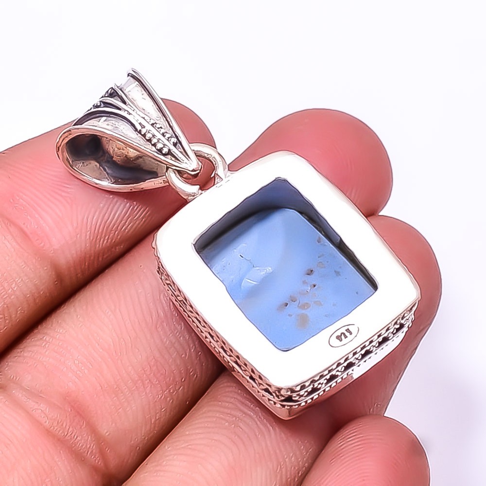 Natural Chrysocolla Fine Art 925 Sterling Silver Pendant 1.56″ P4 Christmas Gift