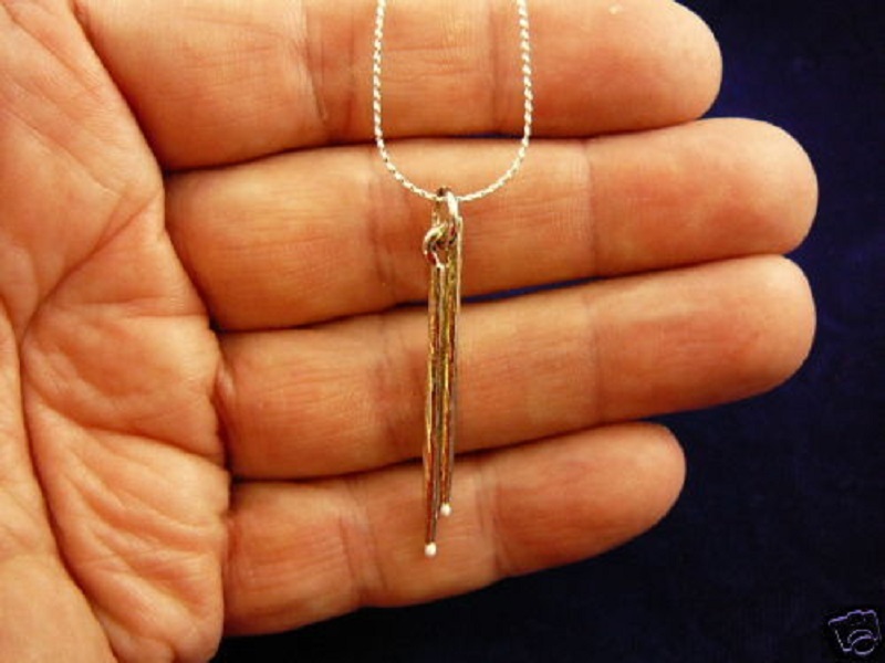 M316J DRUMSTICK sticks pair pendant NECKLACE drums silver plated drum drumsticks