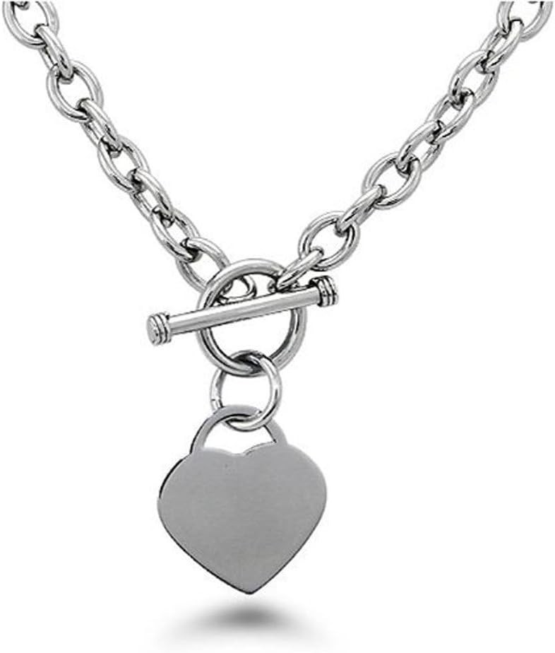 Modern High Polished Heart Pendant Necklace with Adjustable Length 16-25″