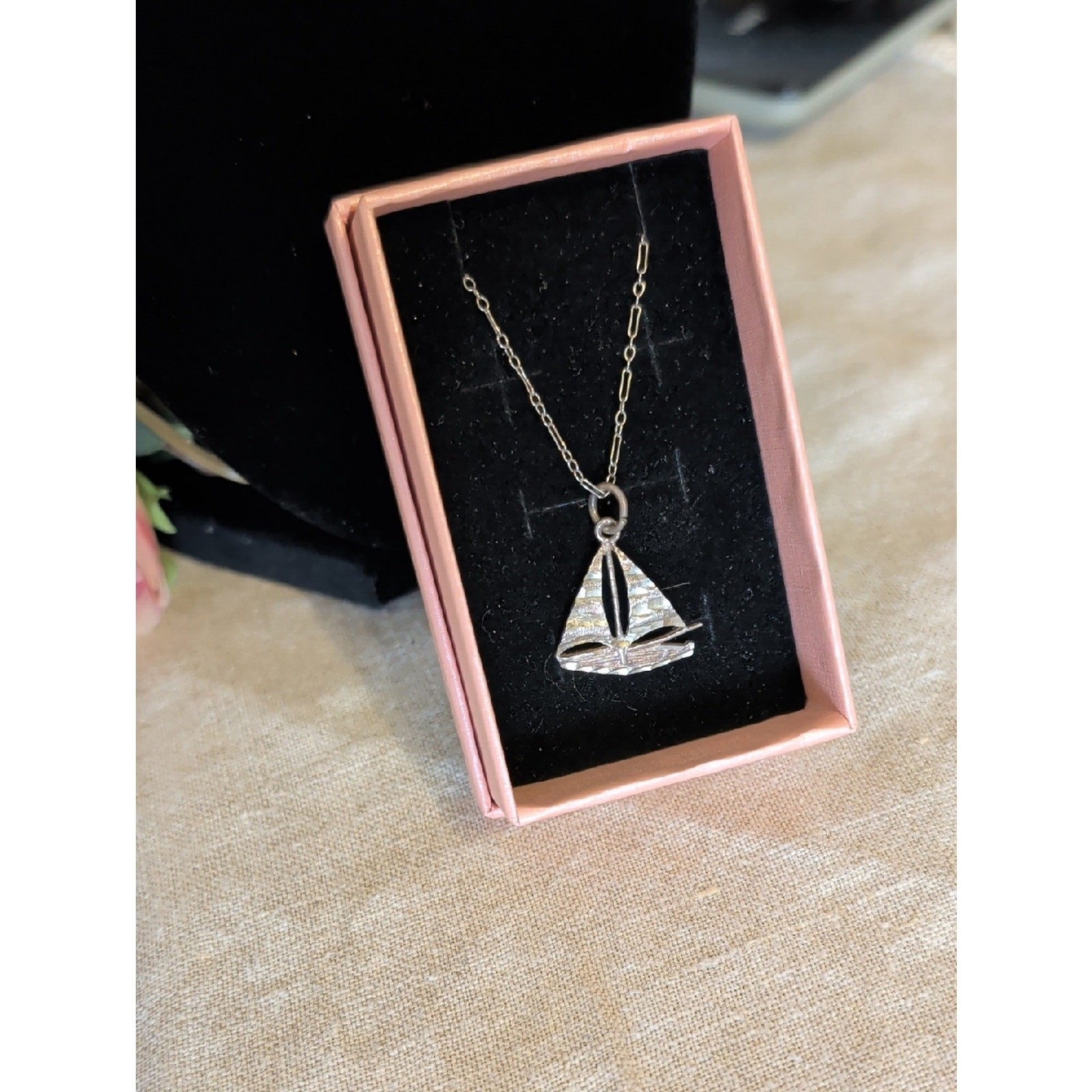 Vintage Sterling Sailboat Pendant Necklace Coastal Nautical