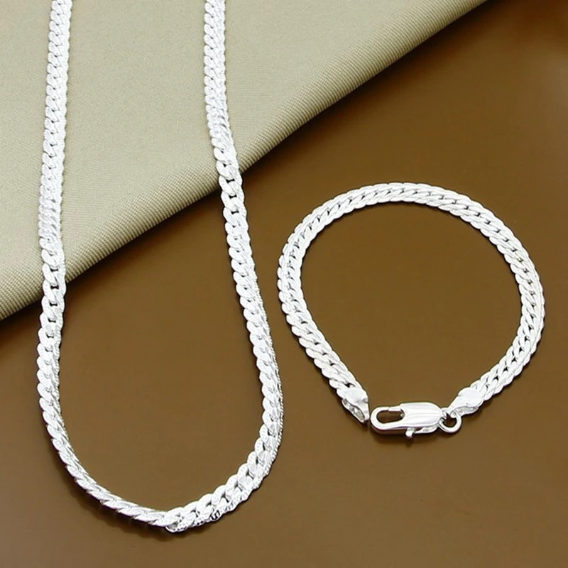 Gold Silver Tone 8-24in Side Chain Necklace Women Mens Fashion Statement Jewelry