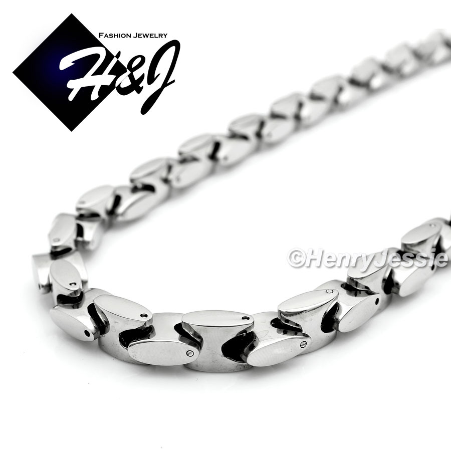18-40″Stainless Steel 8mm Silver Interlock Chain Black Plated Cross Pendant*BP72