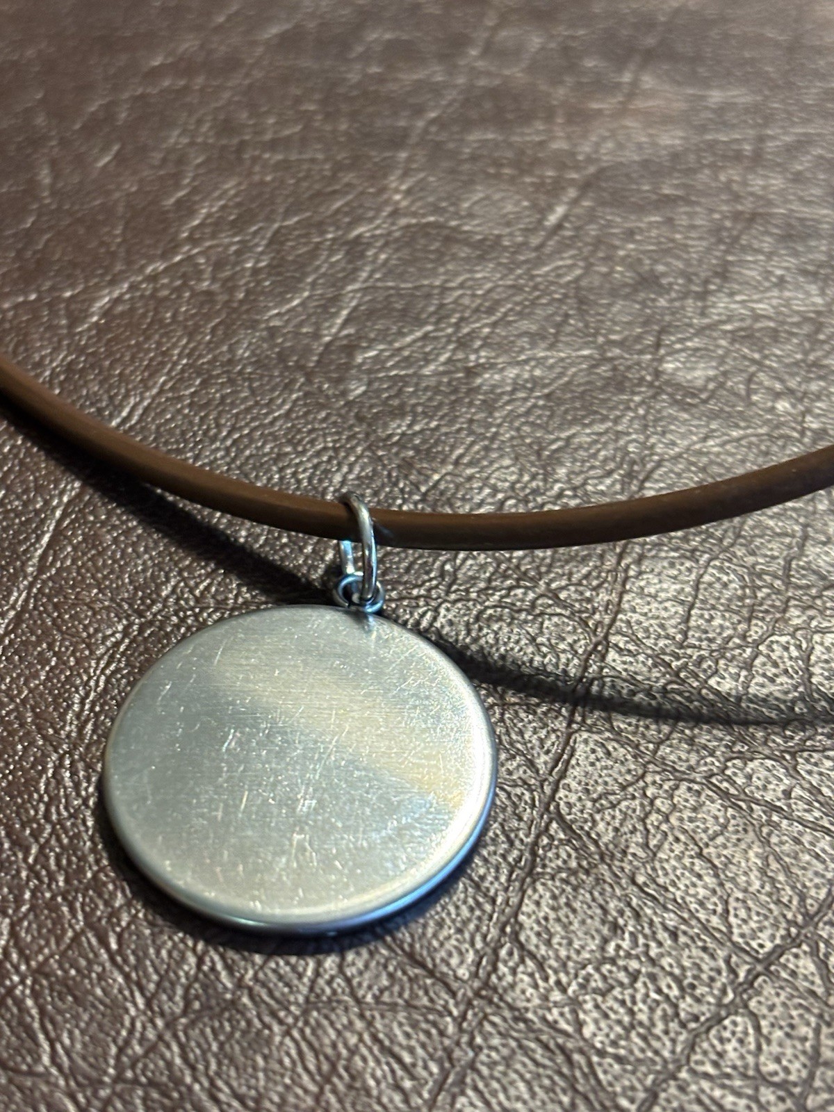 1928 Silver Standing Liberty Quarter Necklace on a Brown Leather Cord