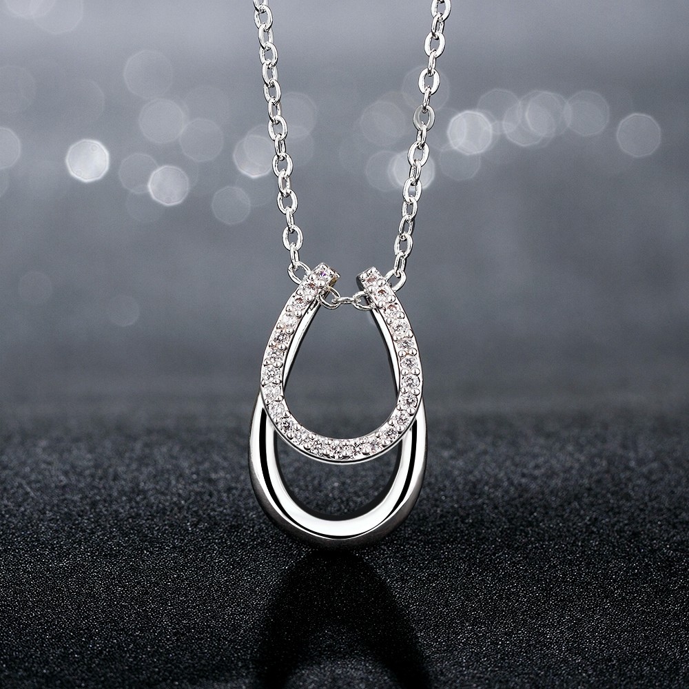 Elegant 925 Sterling Silver Filled Chic CZ Pendant Necklace N-A599 Gift Woman