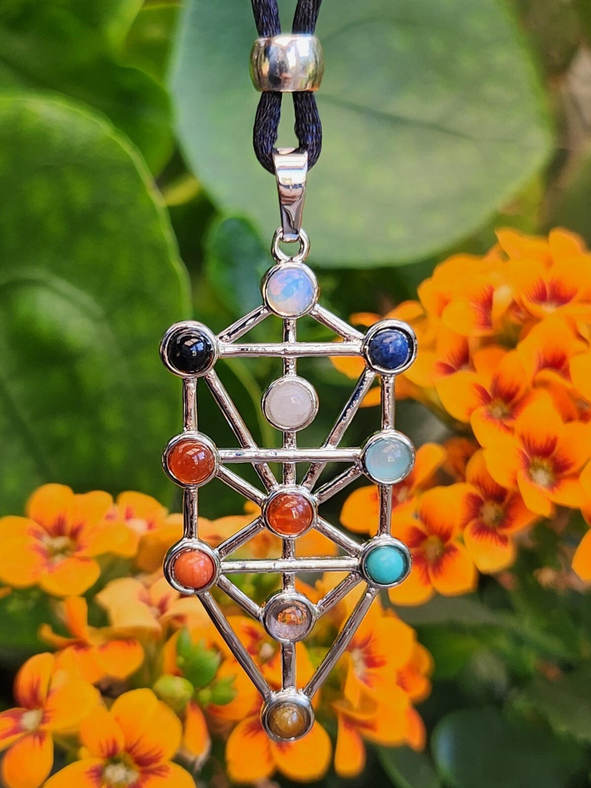 Tree of Life Sefirot Necklace Chakra Pendant Gemstone Kabbalah Bead Jewellery