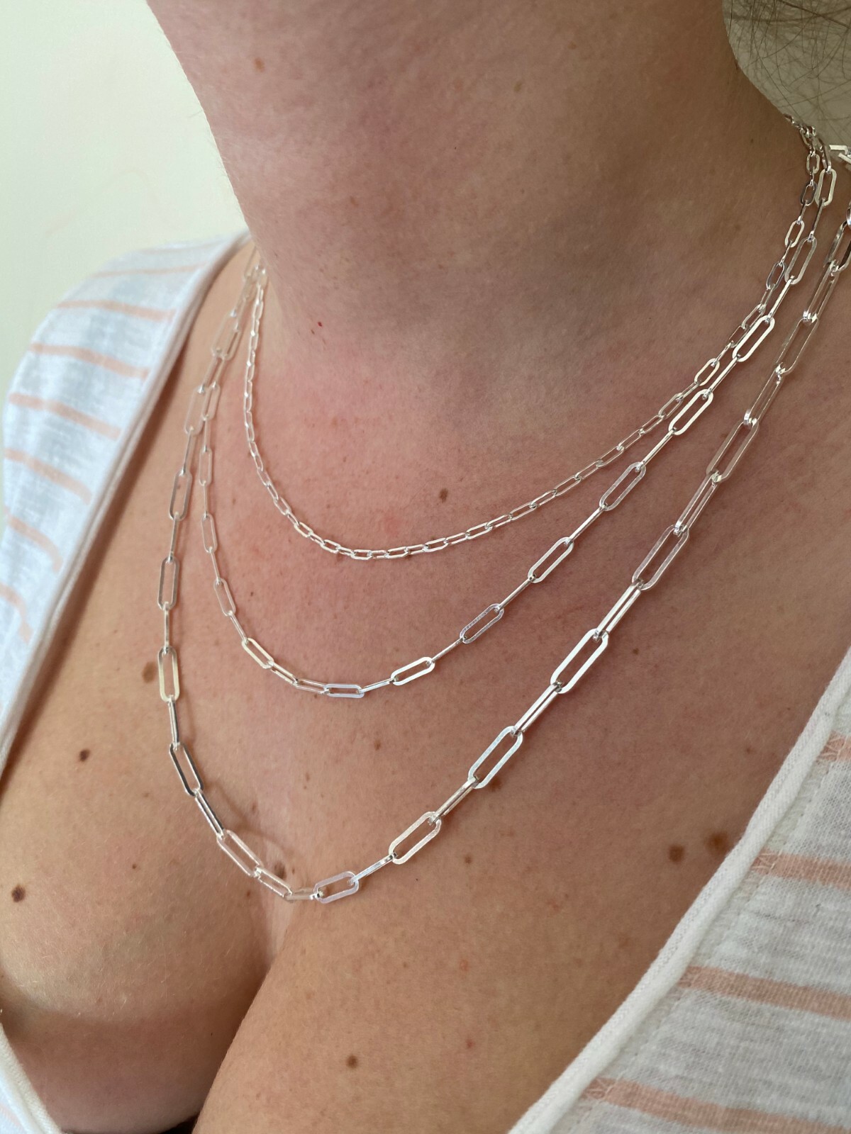 Solid 925 Sterling Silver Paperclip Rolo Chain 2.5mm – 4mm Cable Necklace Italy