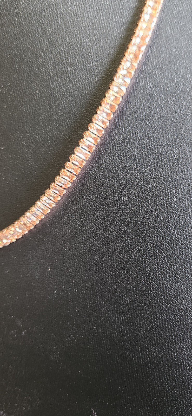 Champagne Tennis Necklace – Rose Gold tone -16-20 in