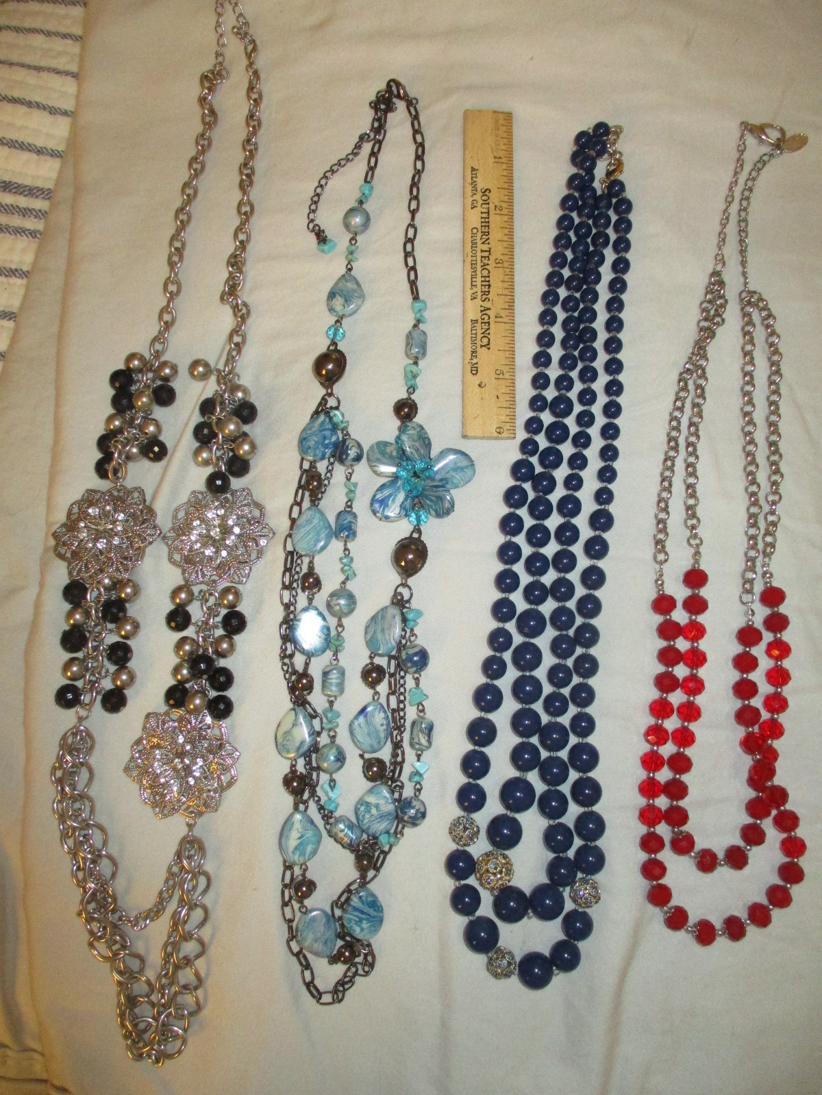 Lot of 6 Necklaces 5 Long 1 Short Various Makers Some Unmarked Nice Quality