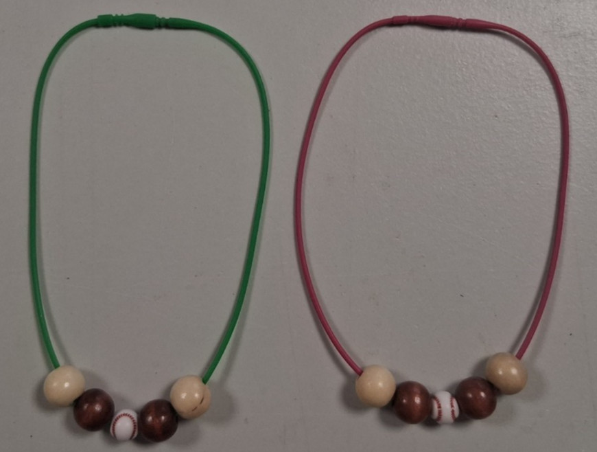 Necklace Colliers, Sports, Basketball, Wooden Beads, Navy Blue