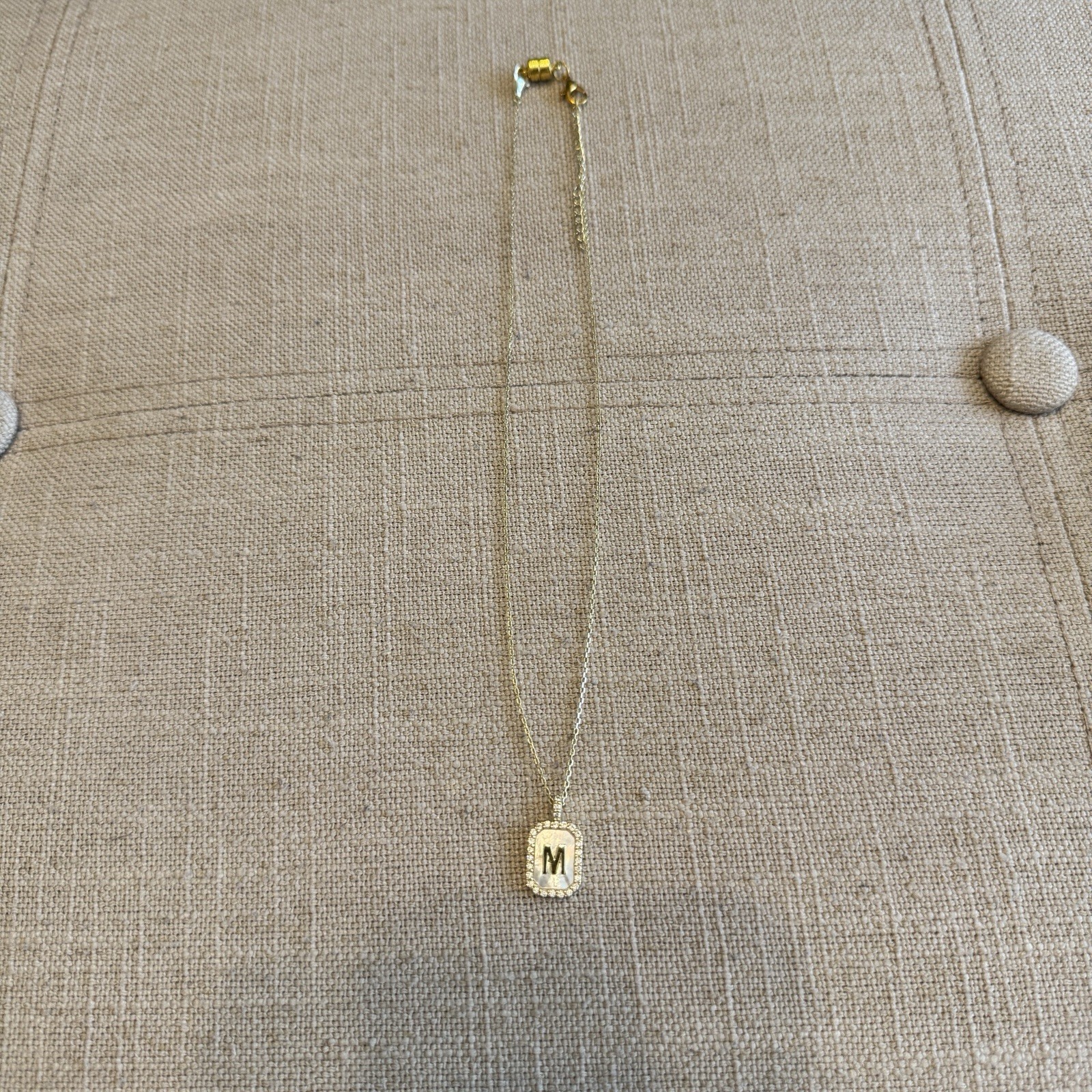 Charlortte & Lexi Letter “M” Necklace, 14K Gold Plated Sterling Silver