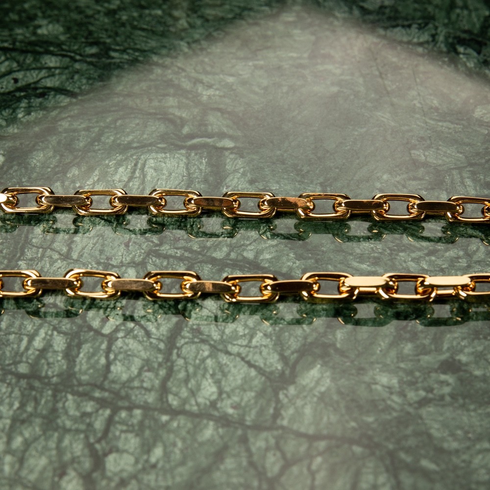 Solid Yellow Gold Plated 316 Stainless Steel 8MM Rolo Hermes Chain Necklace