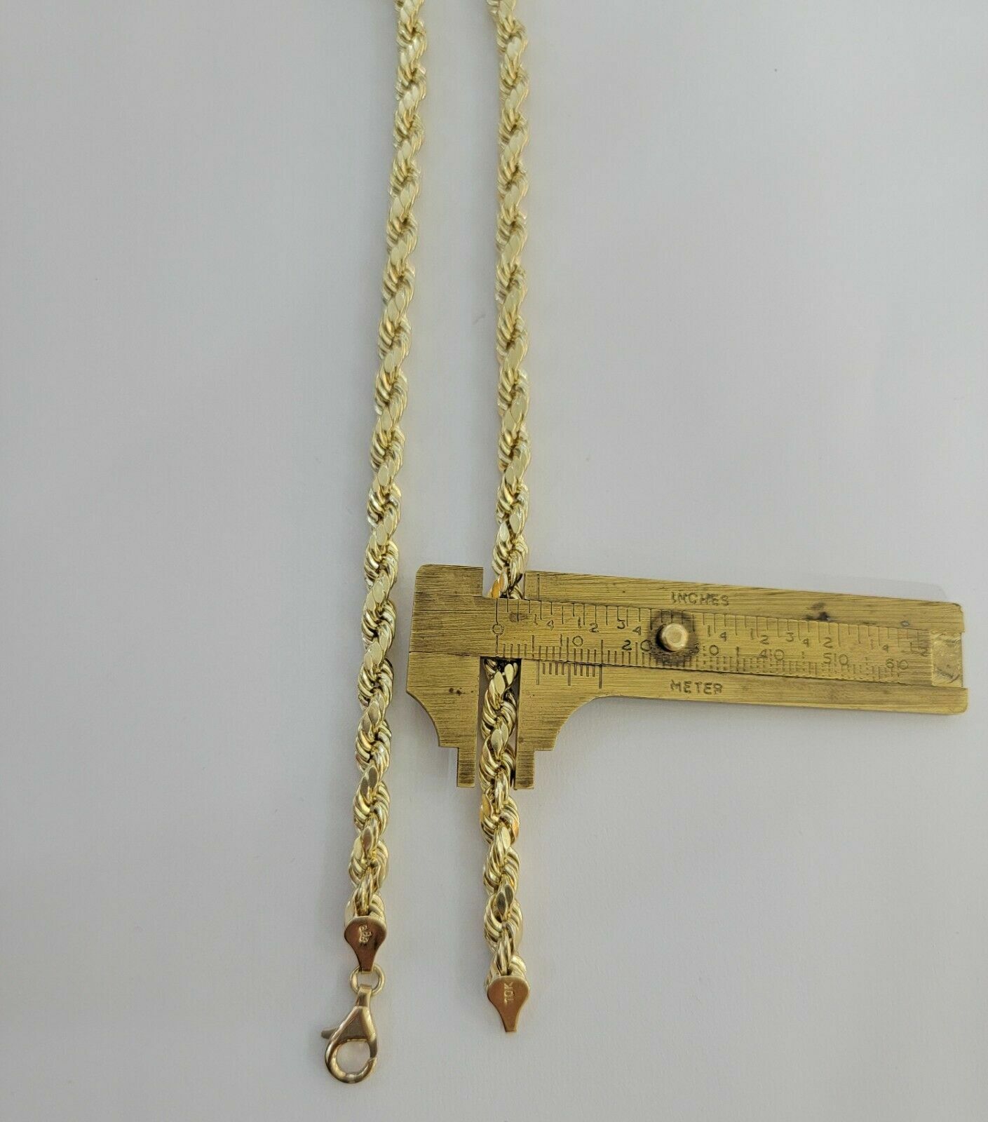 10k Yellow Gold Rope Chain Necklace 18″-30″ Men Women 4mm-10mm Real Gold Hollow