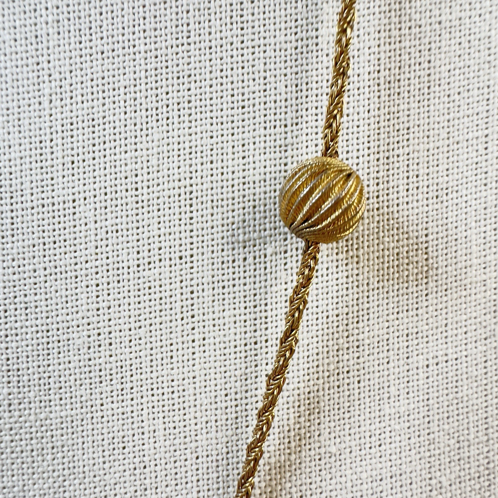 Vintage Grosse Germany 1960 Antique Gold Tone Chain Necklace with Balls 30″
