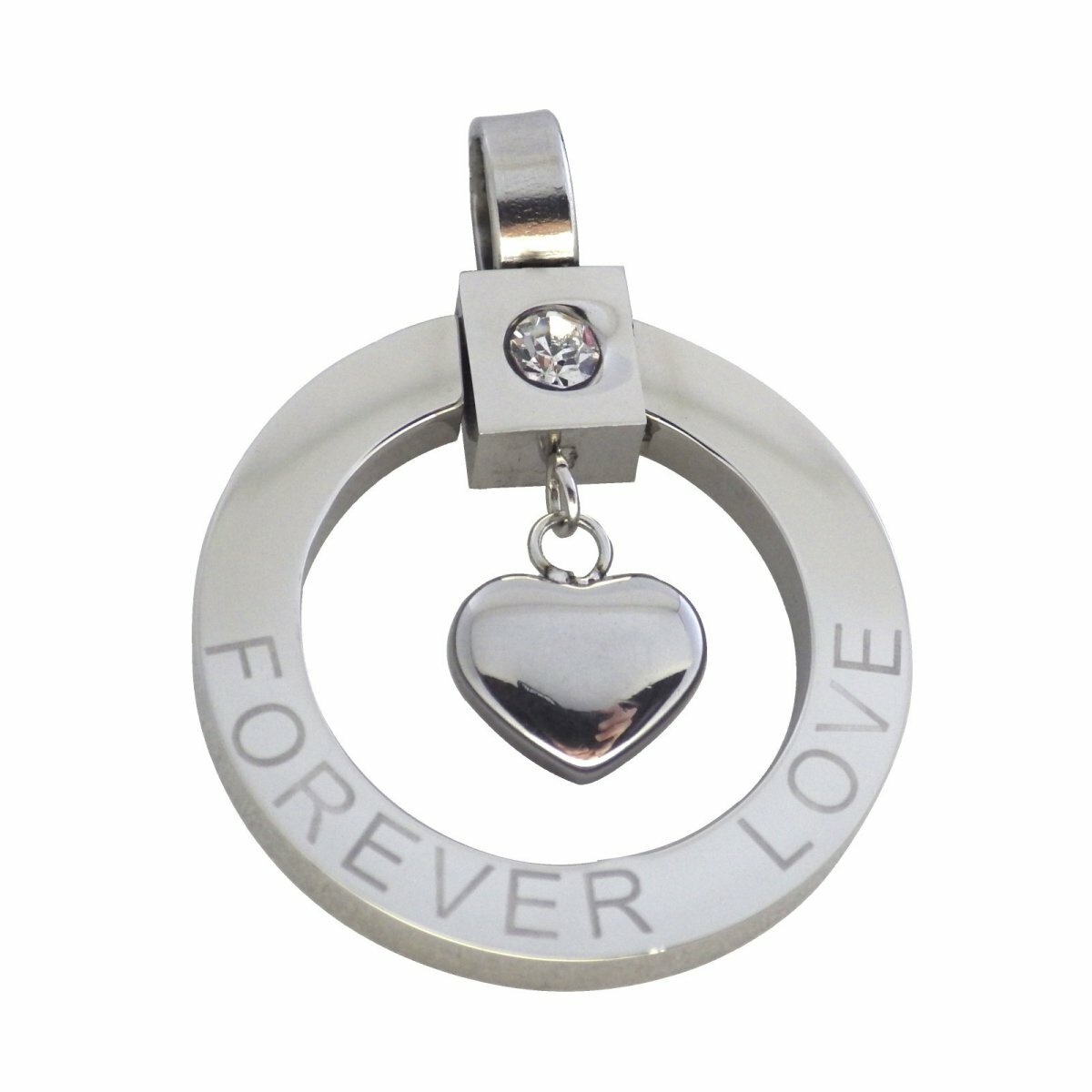 Forever Love Heart Promise Pendant Stainless Steel Anniversary Necklace